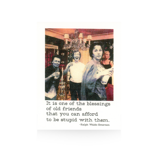 Vintage-style image of women socializing with a quote by Ralph Waldo Emerson.