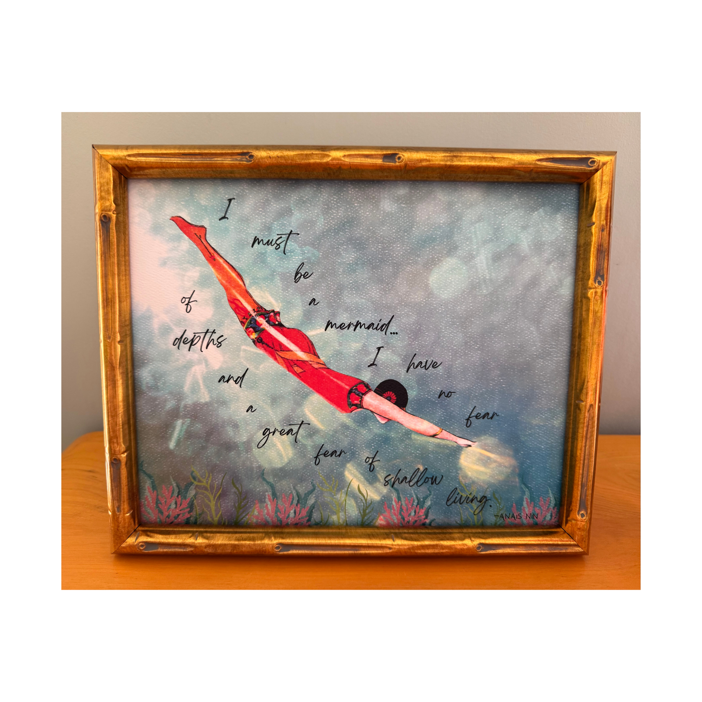 Mermaid art print with Anais Nin quote